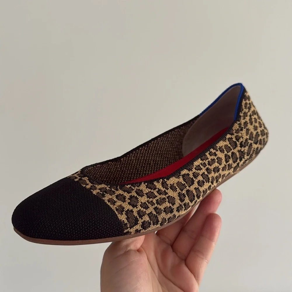 Rothy's The Square Little cat‎ Flat Shoe Leopard Print Flats size 9